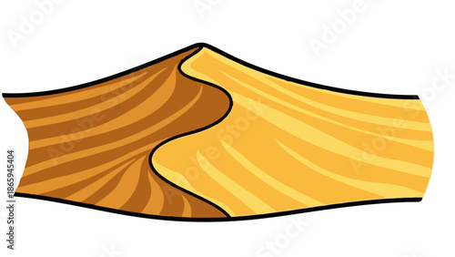 Stylized depiction of a desert dune, with undulating curves and shaded tones of yellow and brown