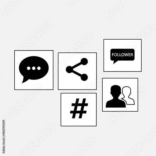 Social media icons for communication and networking online