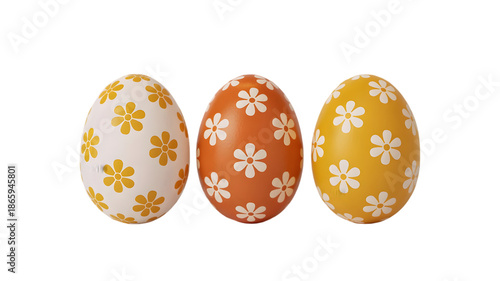 Easter sunday decorated eggs isolated on transparent background
