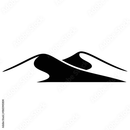 Modern mountain landscape silhouette with abstract wave design