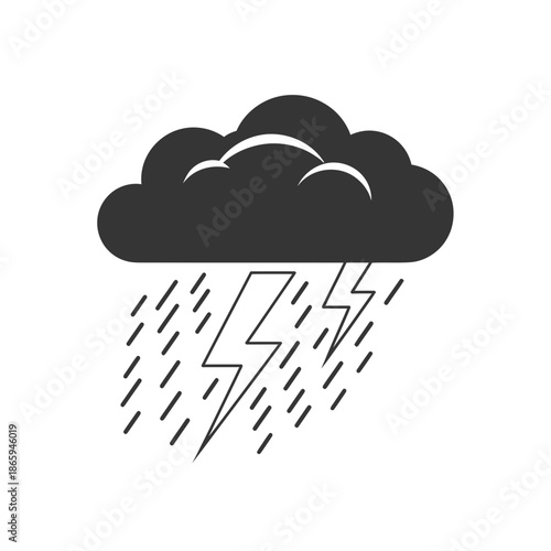 Dramatic storm cloud with lightning bolt and heavy rain