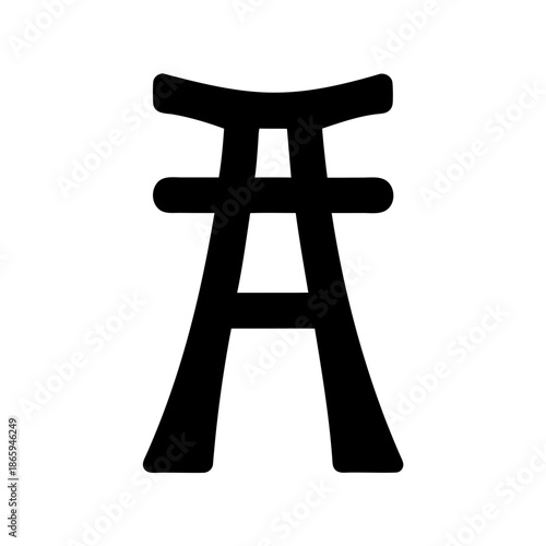 Simple black and white graphic representation of a Japanese Torii gate