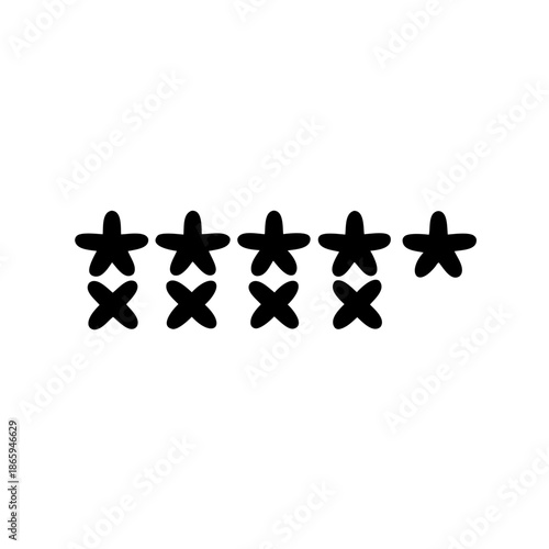 Five star rating and crosses underneath, showing an average score review