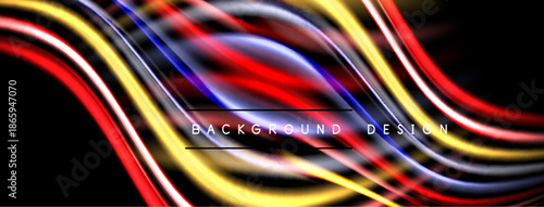 Abstract vibrant lines create dynamic flow. Bright colors blend, forming modern background design. Bold shapes suggest energy, movement.