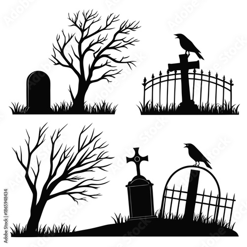 Gothic cemetery silhouettes