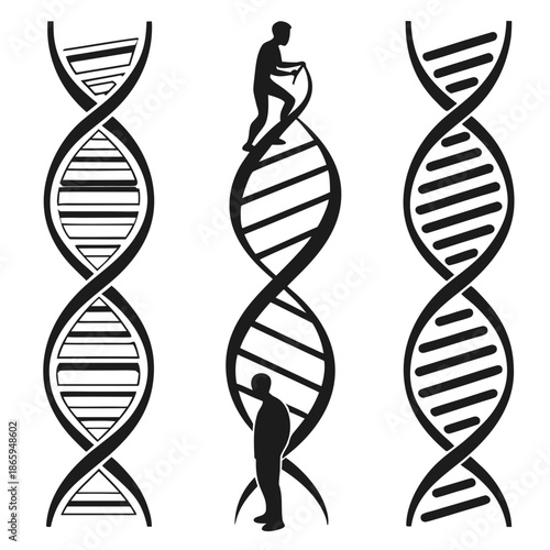 Dna helix with human silhouette