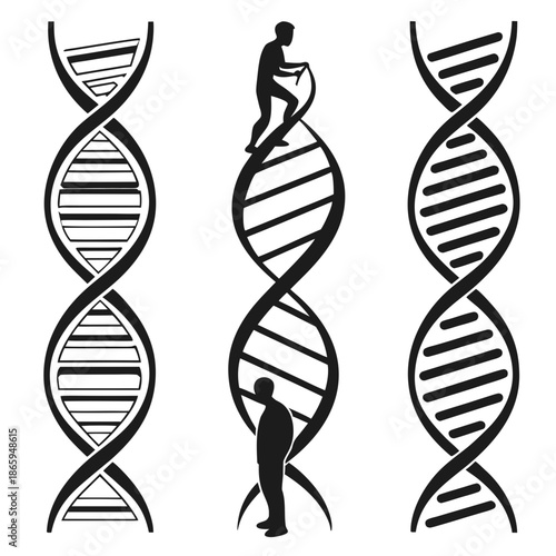 Silhouette climbing dna helix