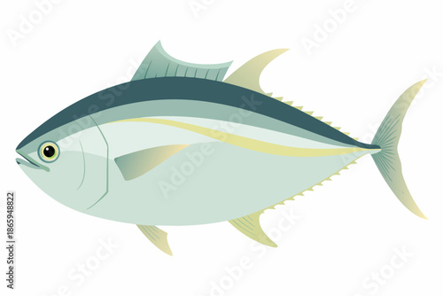 Illustration of a bluefin tuna swimming gracefully in a minimalist style
