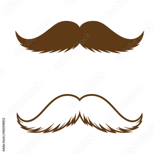 Brown mustache and sideburns illustrations on white background for design and fashion  isolated on white