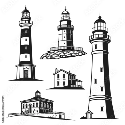 Collection of lighthouse illustrations
