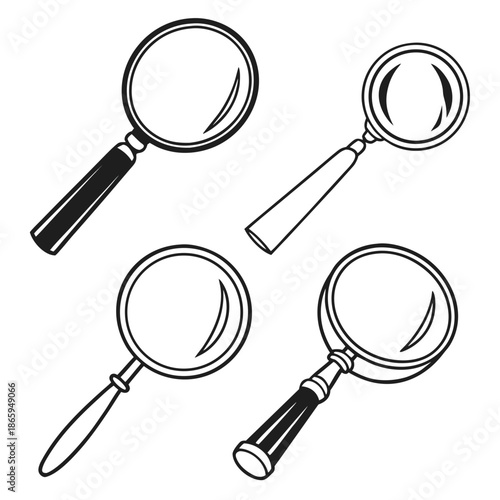Four magnifying glasses
