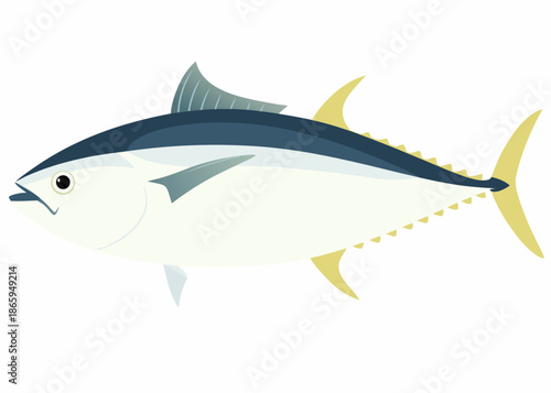A simple illustration of a bluefin tuna fish with yellow fins