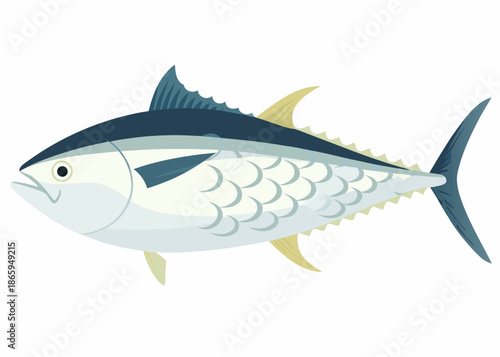 A simple illustration of a bluefin tuna fish with yellow fins