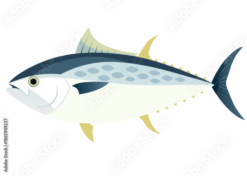 A simple illustration of a bluefin tuna fish with yellow fins