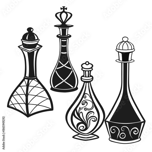 Set of antique perfume bottles