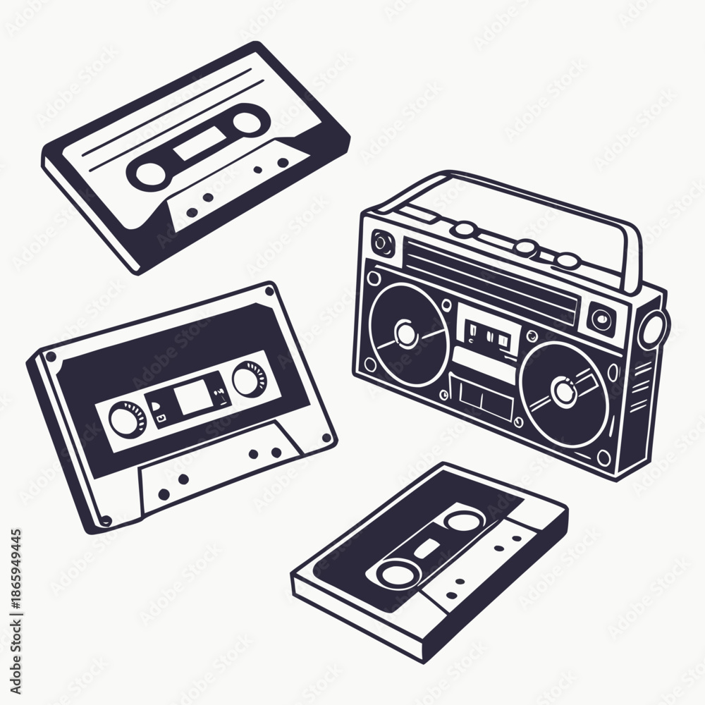 Naklejka premium Vintage audio collection