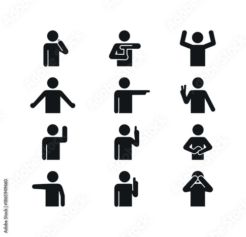 Basketball Referee Icons. Basketball referee signals. Solid icon set of Basketball referee signals: foul signal, timeout signal, traveling signal, three-second
