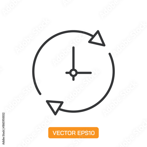 Clock Icons. Thin Line Symbol Elements Collection.