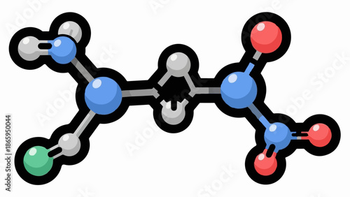 Stylized representation of a complex chemical molecule with spheres and lines