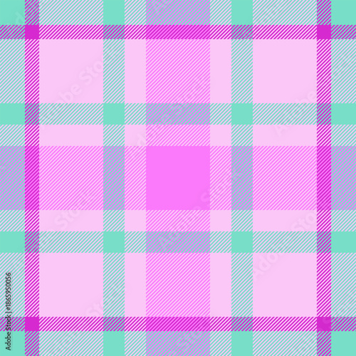 Border texture textile plaid, single vector background tartan. Garment check fabric seamless pattern in light and teal colors.