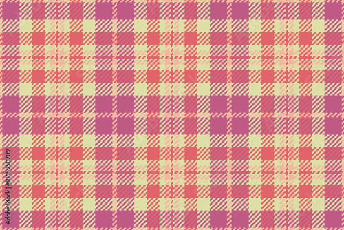 Tie plaid seamless pattern, tradition textile background check. Tattersall fabric tartan texture vector in light and pink colors.