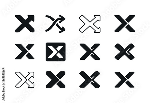 Transit Logos Collection. Transit countries. Icon set. Set Logo of transit countries: crossing arrows. harmonious logo variations of the same emblematic