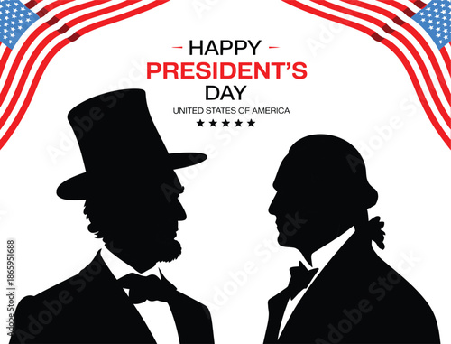 Happy Presidents Day USA Silhouette Illustration