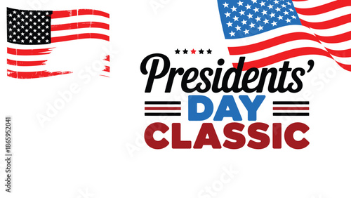Presidents Day Classic Typography with American Flag Design
