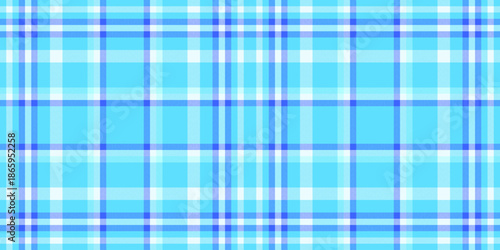 Printing pattern textile plaid, sale texture background check. Detailed seamless tartan vector fabric in cyan and azure colors.