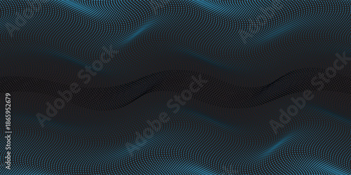 abstract digital particle wave. Black and white music wave. Dark background. abstract