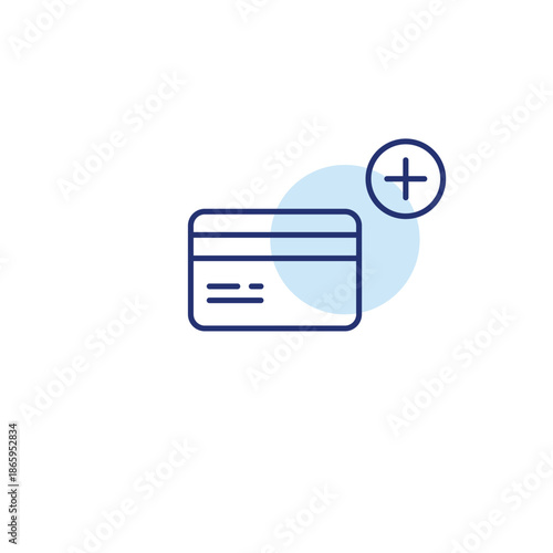 Wallet upgrade, card addition, payment boost, finance enhancement, spending limits increase. Credit card and plus. Pixel perfect, editable stroke vector icon