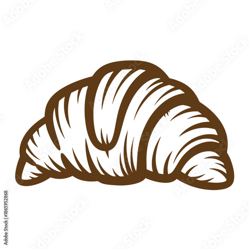 Croissant pastry illustration in brown color  delicious breakfast food