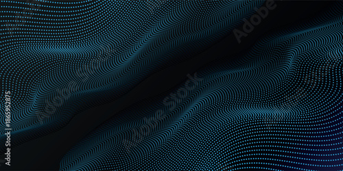 illustration digital particle wave. Black and white music wave. Dark background. illustration eps10