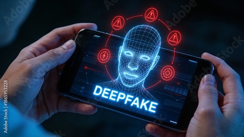 Deepfake Technology and Artificial Intelligence Identity Fraud Concept