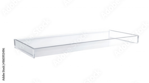 Clear acrylic display shelf or riser for showcasing products or decorative items on transparent background