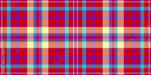 Mosaic seamless check tartan, sheet fabric plaid textile. Drawing vector pattern background texture in red and mauveine colors.