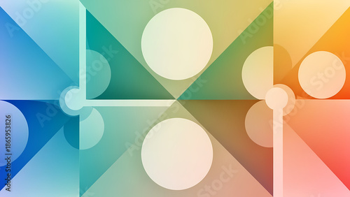 幾何学模様の明るい背景上の円と線が綺麗に配置される