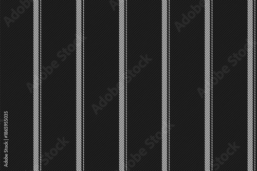 Pure stripe texture vertical, multicoloured textile vector seamless. Lady lines fabric pattern background in grey and black colors.