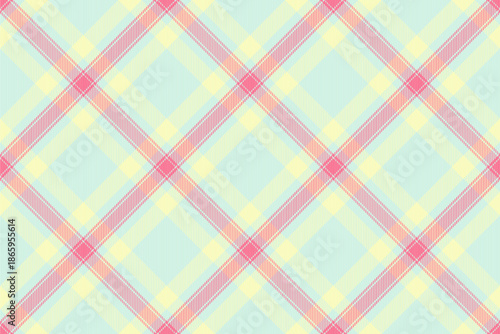 Stitched tartan texture textile, self vector fabric seamless. Order plaid check pattern background in light and red colors.