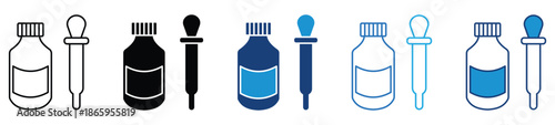 Medicine bottle icon set in multiple styles