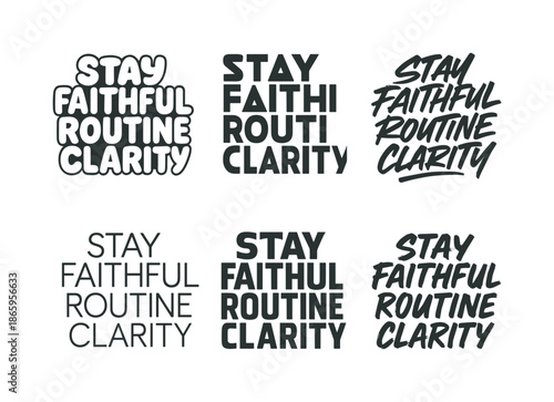 Harmonious Lettering Grid. Stay faithful routine clarity. Set lettering. harmonious lettering variations of the same emblematic concept, each with different