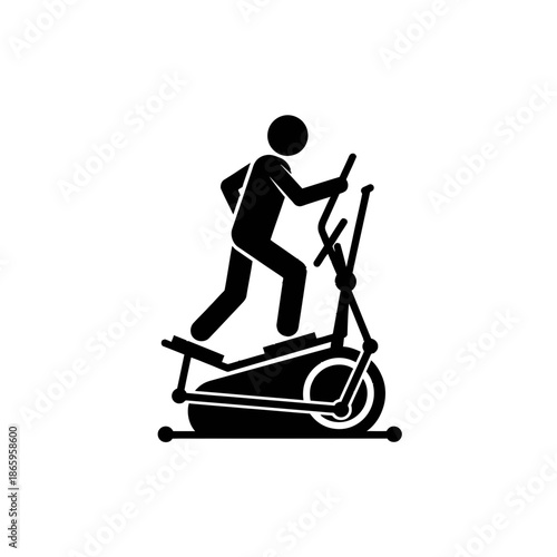 Man Using Elliptical Machine Silhouette For Low Impact Fitness And Gym Workout Graphics