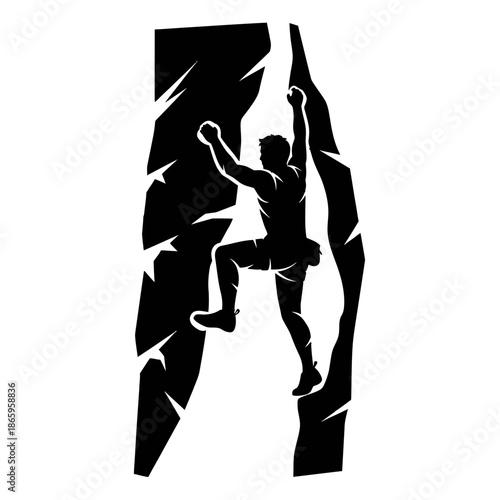 Minimalist Rock Climber Silhouette For Extreme Adventure Sports And Mountain Climbing Graphics