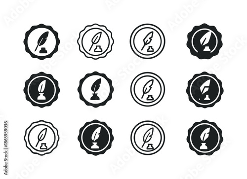 Notary Emblem Icons. The Role of Notaries and Public Notary Services. Icon set. Set Logo of Notaries and Public Notary Services: notary seal emblem. harmonious