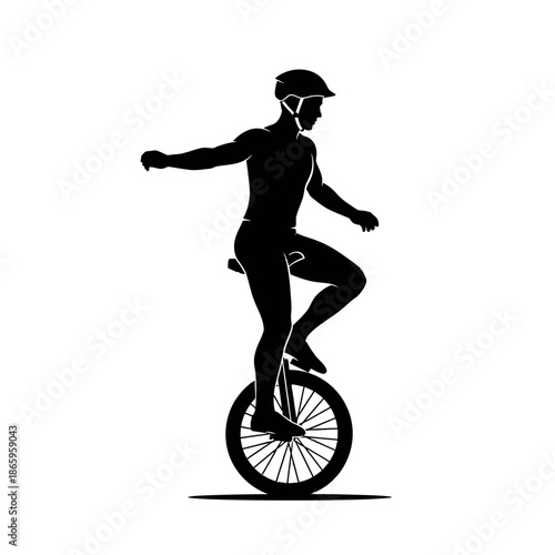 Person Riding Unicycle Silhouette For Circus Performance And Skilled Balance Fitness Graphics
