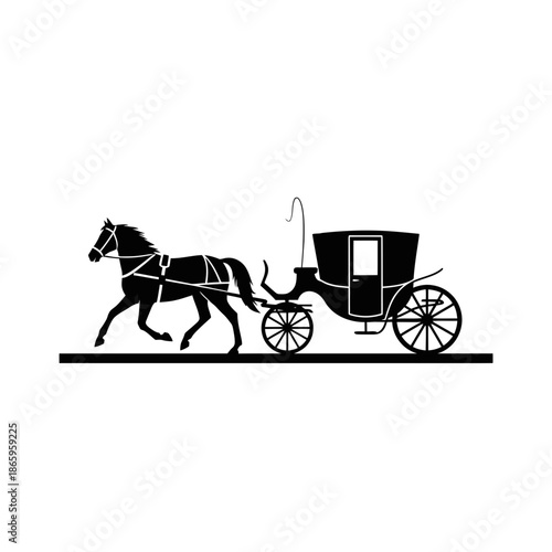 Elegant Horse Drawn Stagecoach Silhouette For Historical Transportation Heritage Design