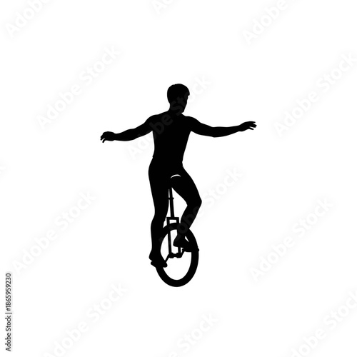 Man Riding Unicycle Silhouette Professional Acrobat Performance Balance And Skill Art