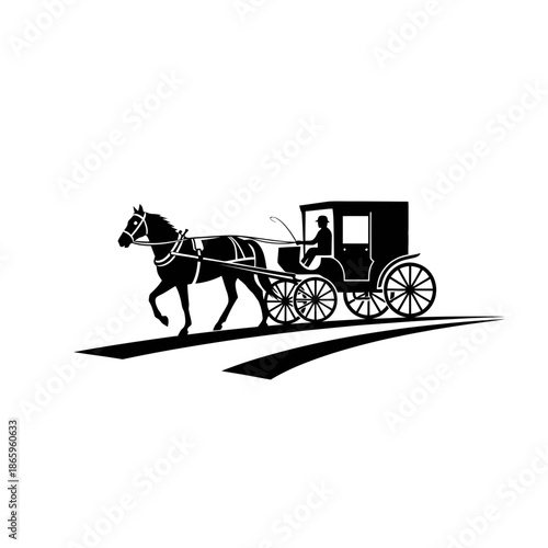Horse Drawn Carriage Silhouette Vintage Transportation Graphic For Heritage And Luxury Events
