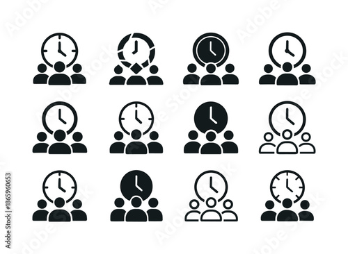 Workplace Culture Icons. Workplace culture and its impact on productivity. Icon set. Set Logo of Workplace culture and its impact on productivity: productivity