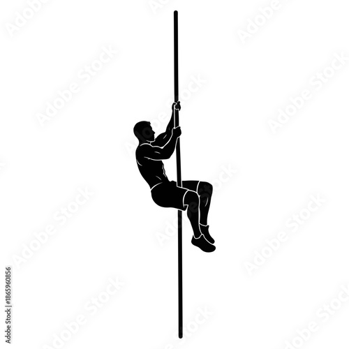 Man Climbing Pole Silhouette For Fitness Strength Training And Athletic Exercise Graphics